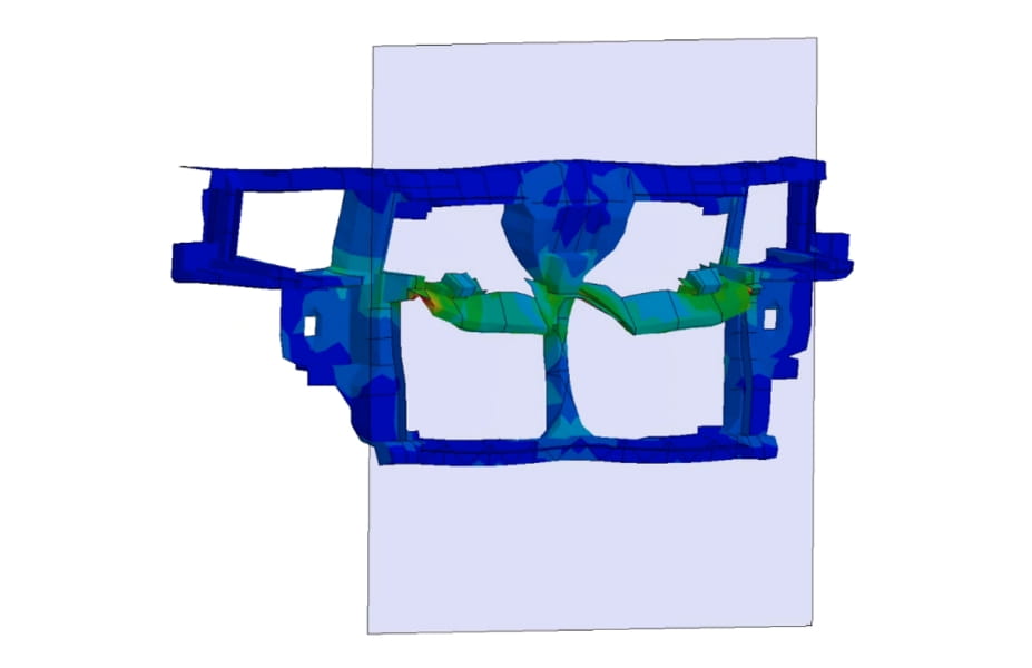 Distortion in head-on collision with a rigid wall